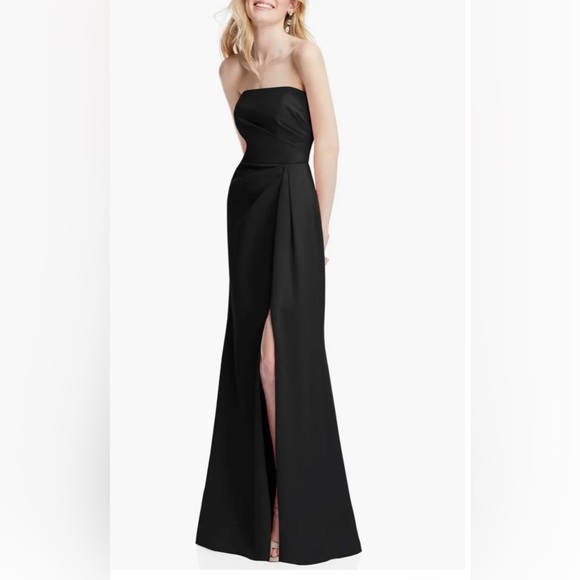 New After Six Strapless Crepe Trumpet Gown Black Maxi Dress Size 16 - Picture 2 of 3